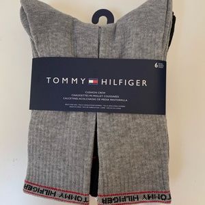 Tommy Hilfiger Cushioned Crew Socks 7-12 Gray White Black
